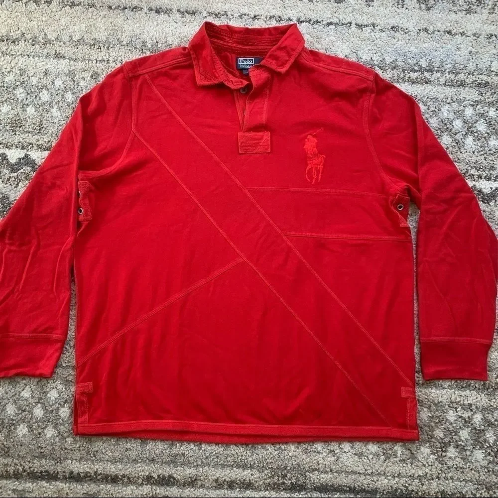 Polo RL Red Big Pony Long Sleeve Polo XXL